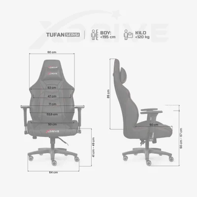 xDrive TUFAN Professional Gaming Chair Black/Black - 4