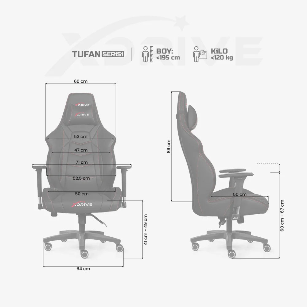 xDrive TUFAN Professional Gaming Chair Black/Black - 4