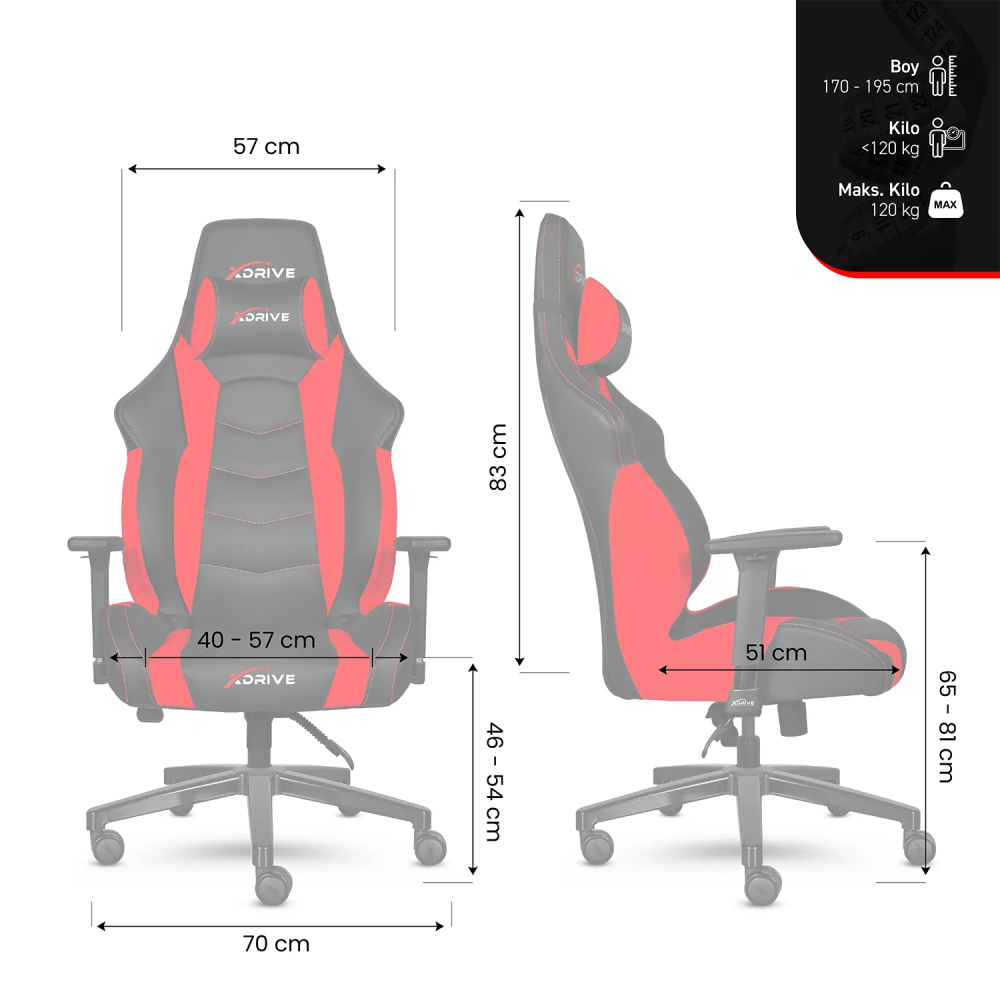 xDrive TUFAN Professional Gaming Chair Red/Black - 9