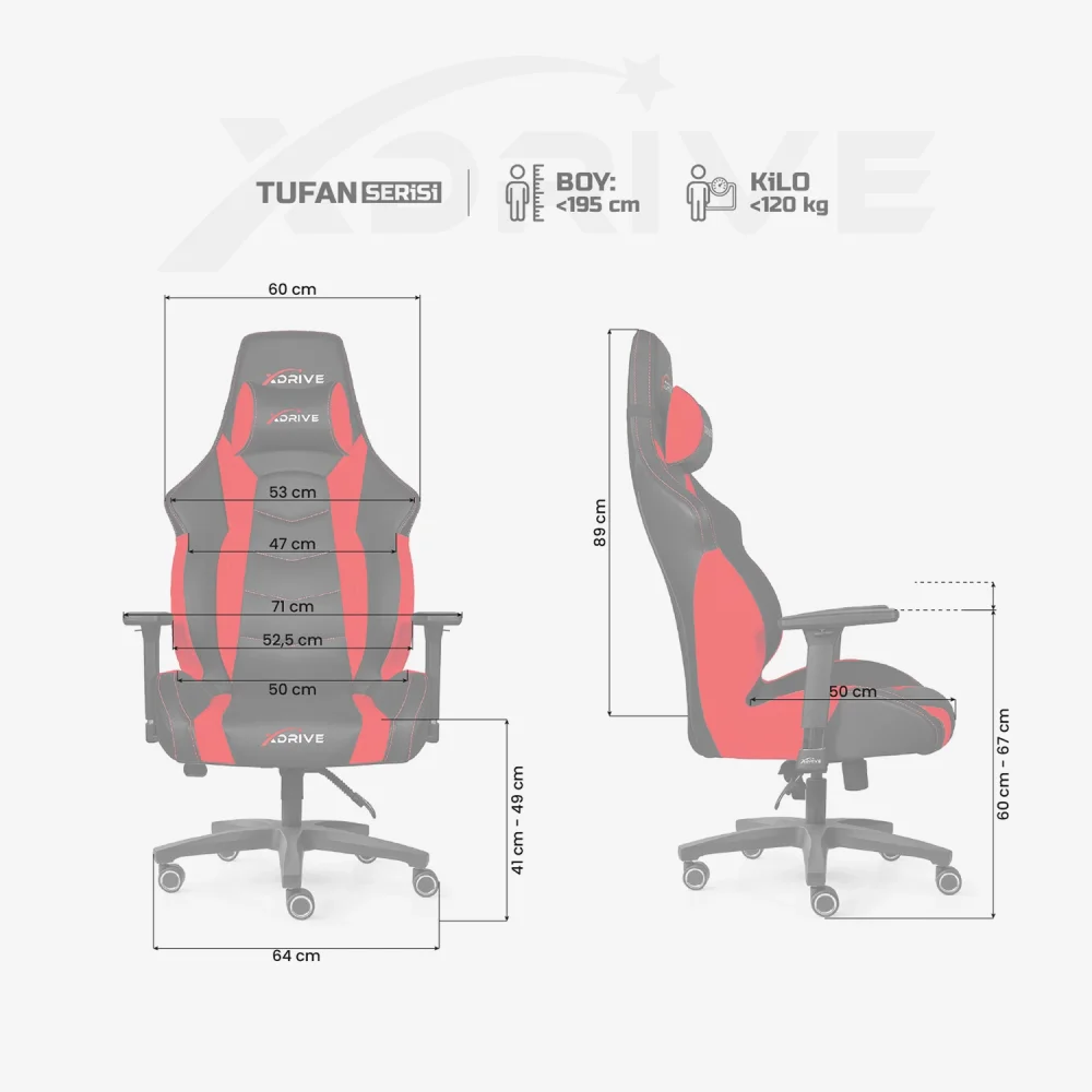xDrive TUFAN Professional Gaming Chair Red/Black - 4