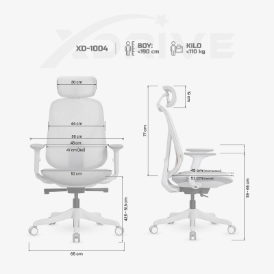 xDrive XD-1004 Office Chair Mesh Gray with Headrest - 4