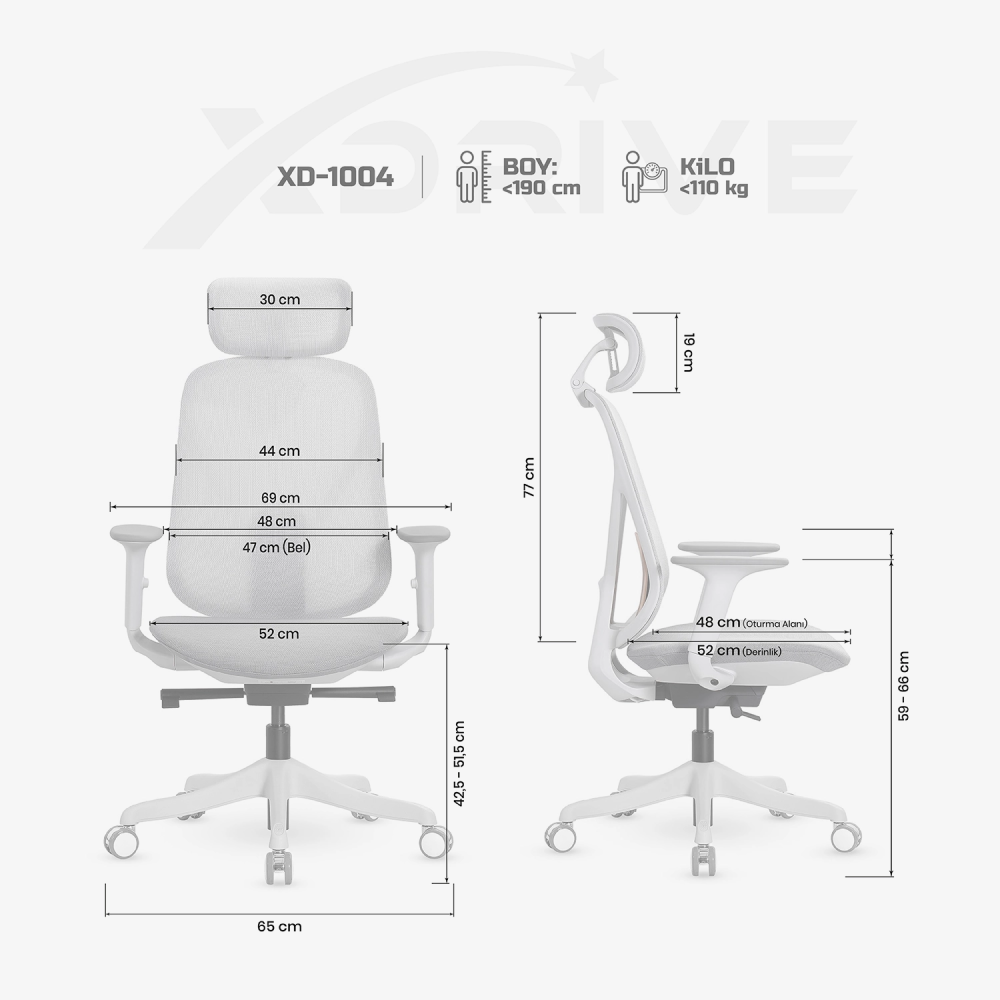 xDrive XD-1004 Office Chair Mesh Gray with Headrest - 4