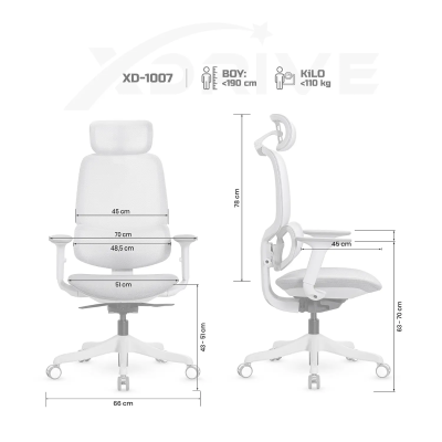 xDrive XD-1007 Office Chair Mesh Gray with Headrest - 4