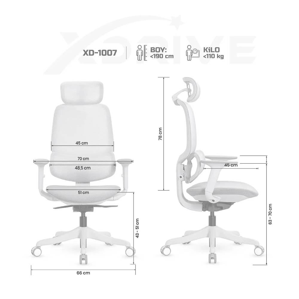 xDrive XD-1007 Office Chair Mesh Gray with Headrest - 4
