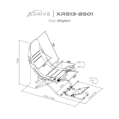 xDrive XRS13-BS01 Katlanabilir Yarış Simülatörü Kokpiti - 4